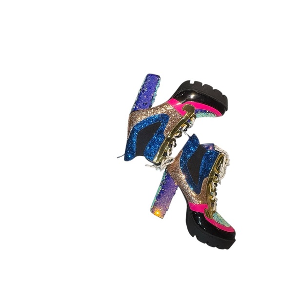 Cape Robbin Mermaid Sequin Lace Up Nell Boots Size 10 - Picture 8 of 14
